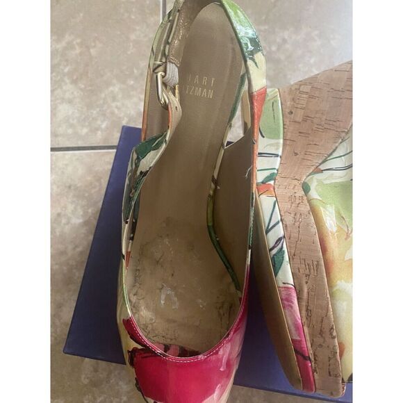 Stuart Weitzman 11 Jean Petunia Patent Leather High Wedge Sandals - Picture 3 of 7